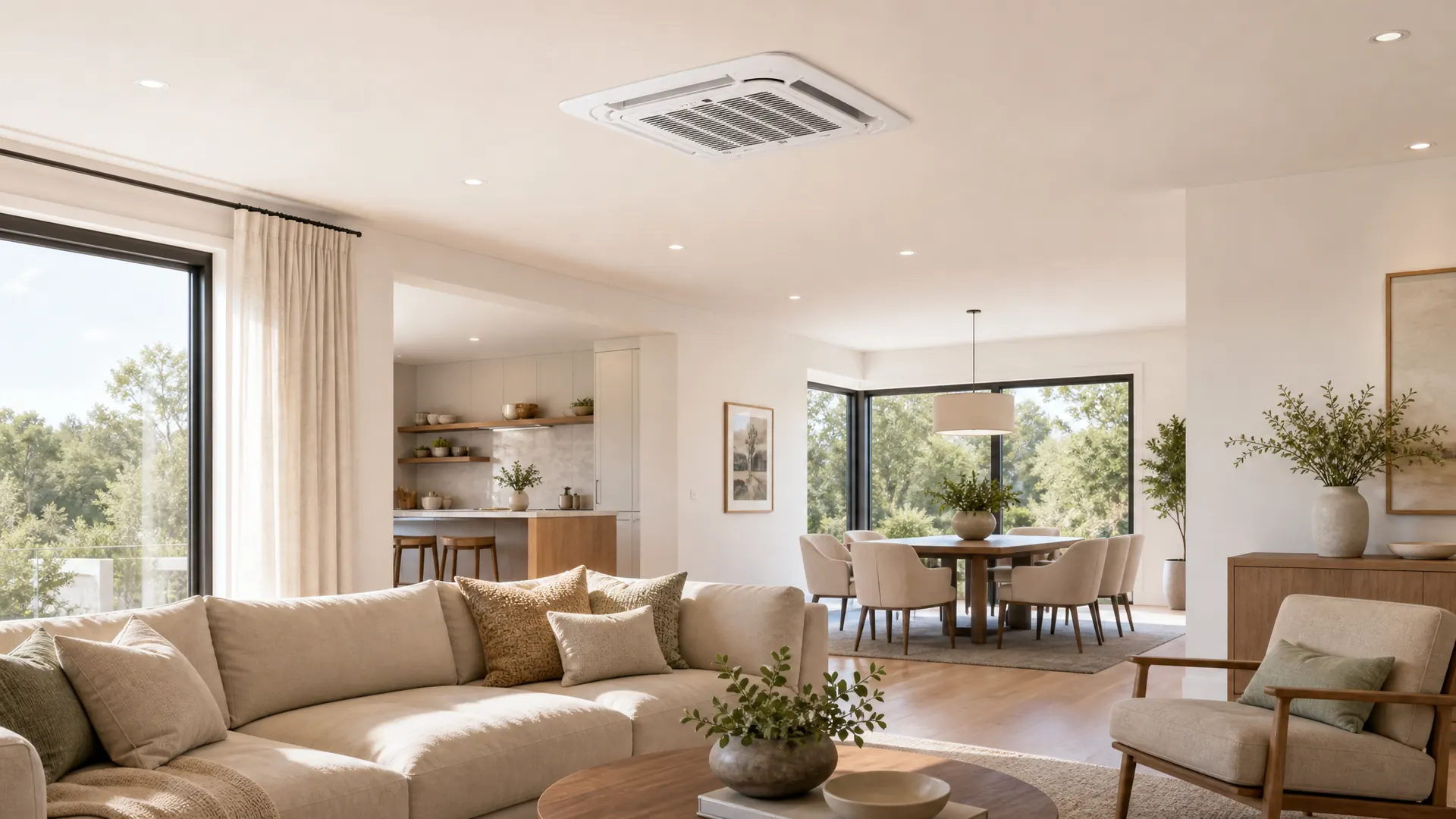 NG TRADE ceiling cassette in a bright living room